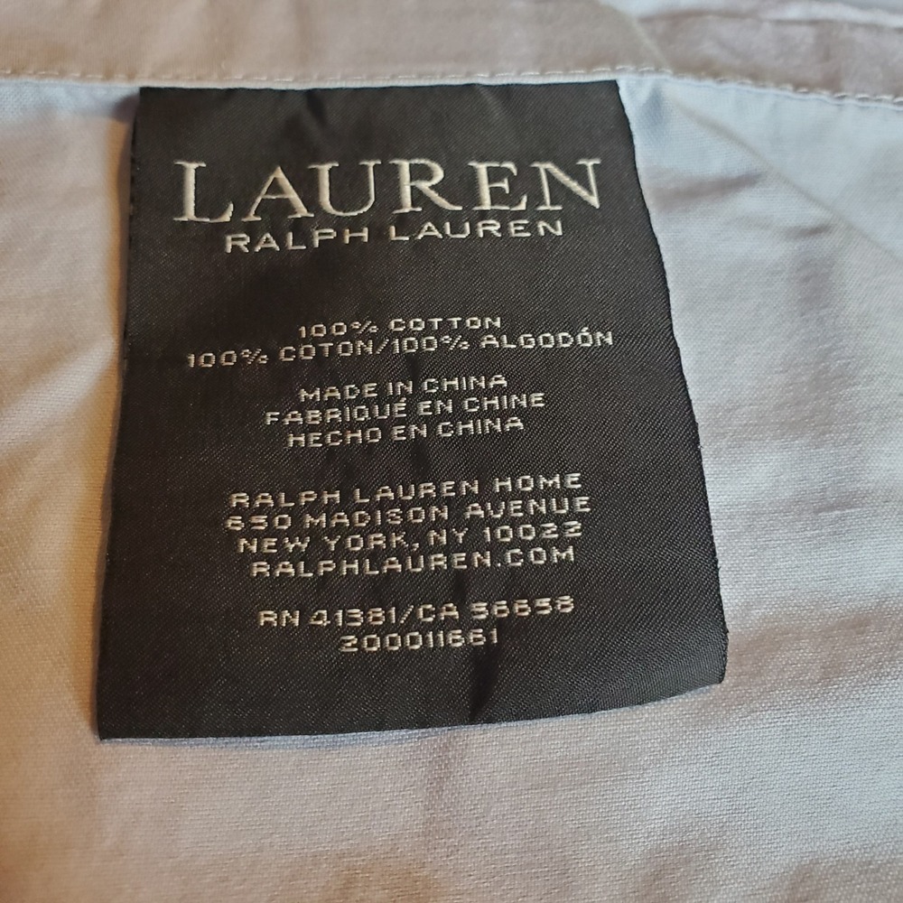 Lauren Ralph Lauren Light Blue 100% Cotton Queen Flat Sheet 98x102 RN41381 - Picture 2 of 5